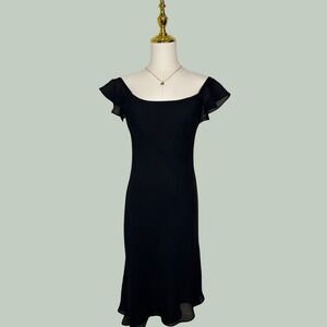 vintage Y2K california grown black midi dress ruffle whimsigoth dainty coquette